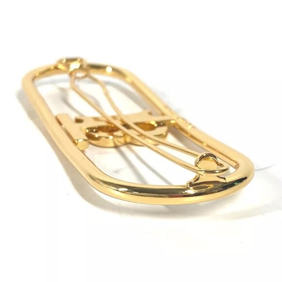 BURBERRY TB logo hair accessories hair pin Barrette Metal Gold Unused